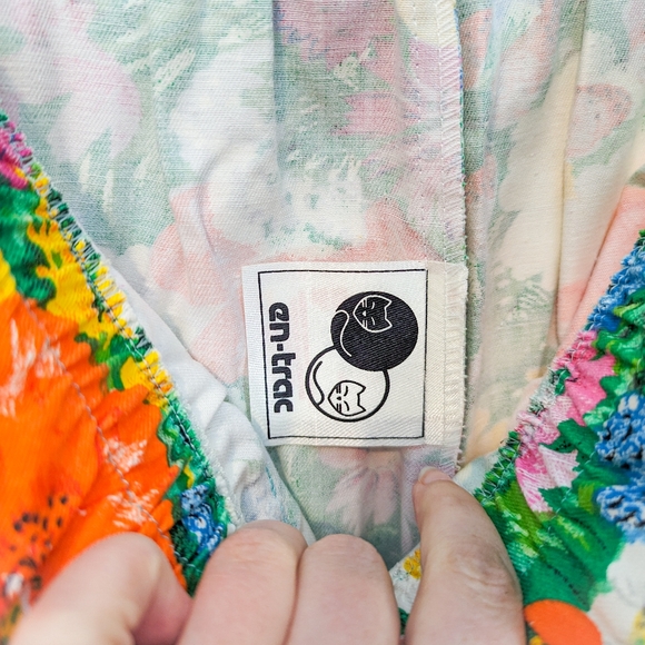 Vintage Free Size Rare NWT 100% Cotton Floral Pants Paper Bag High Rise En Trac - Picture 9 of 13